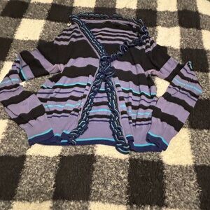 Y2K Moda International Purple and Black Striped Cardigan